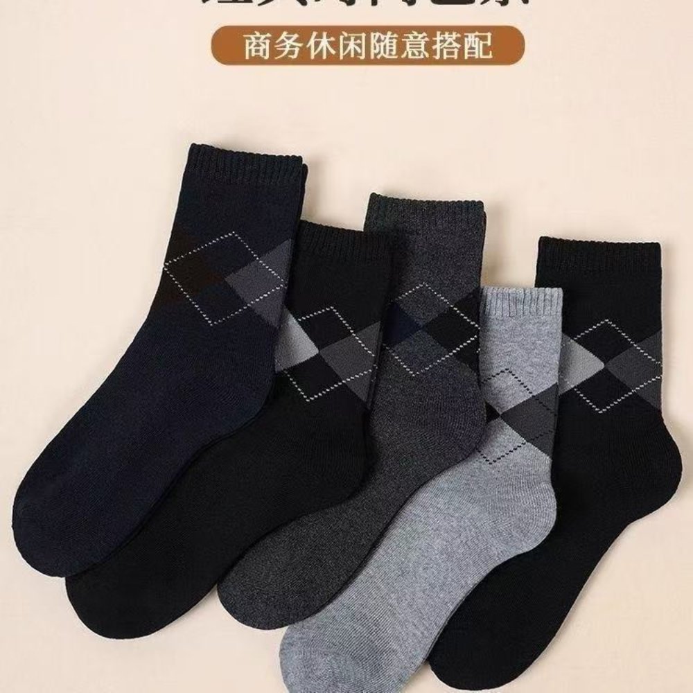 Senior Socks Mid-Calf Thermal Socks for Seniors – Argyle Pattern