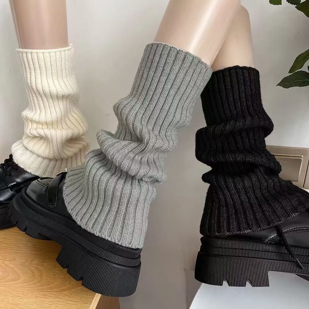 Leg Warmers Japanese Street Style Women's Mid-Calf Boot Socks – Chunky Knit